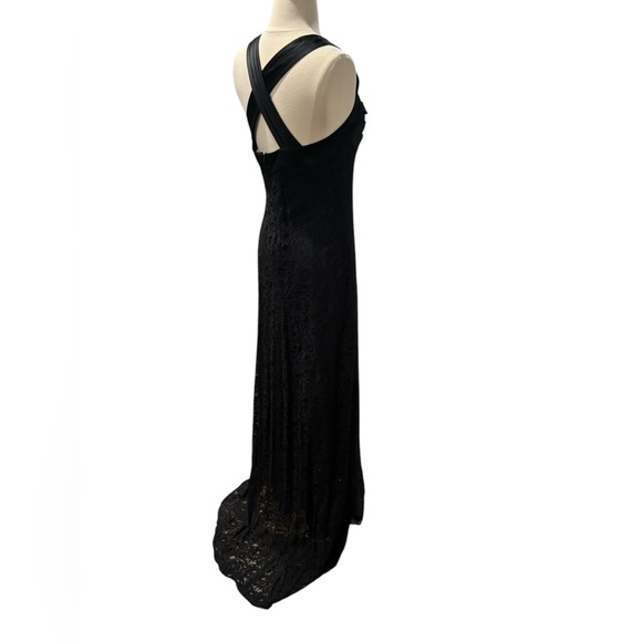 Calvin Klein Black Lace/Satin Floor Length Maxi Ball/Prom Dress-size 2 - Picture 8 of 12